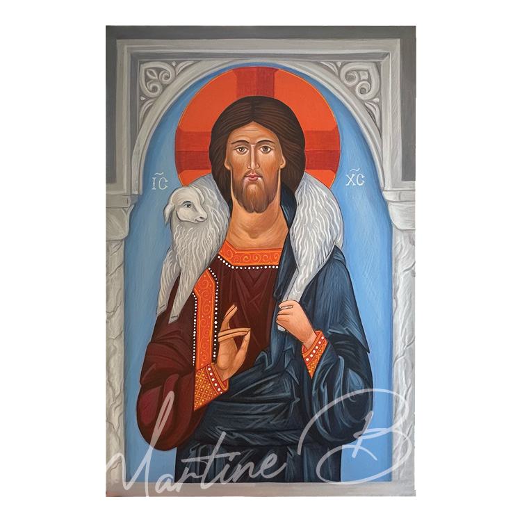 Icon of the Good Shepherd inside an arch